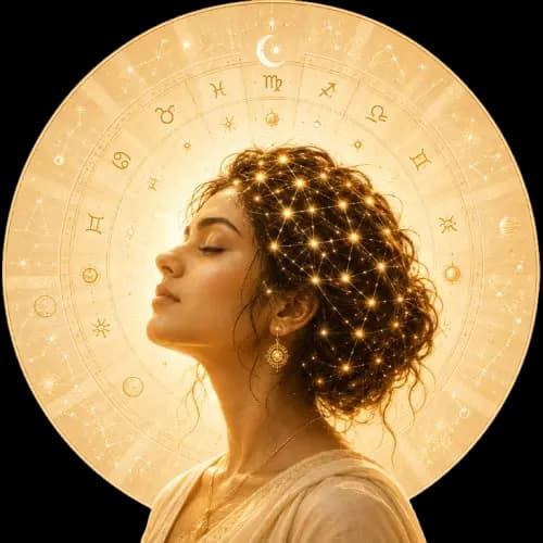Spiritual woman with cosmic zodiac aura — Reset Yyourself